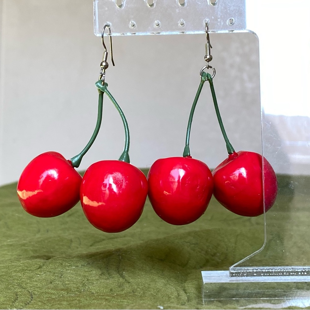 Handmade Cherry Dangle Earrings